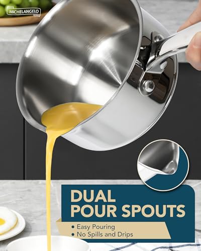 18 10 Stainless Steel Saucepan Set with Steamer (1+2QT)