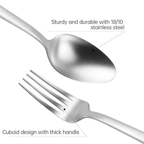 Silverware Set Silver Cuboid 18 (Matte Silver / 20 Pcs)