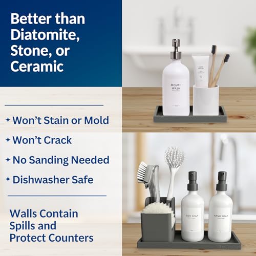 Countertop & Vanity Silicone Tray (Modern Gray / Set‐ 1 Small + 1 Large)