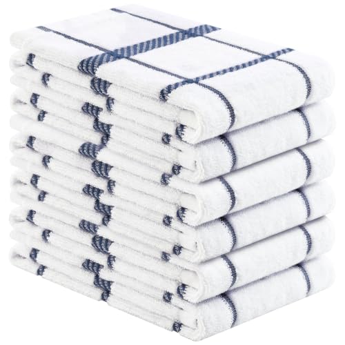 Terry Stripe Kitchen Towels 18"x28" (Stripe Navy Blue / 18 x 28 - 6 Pack)