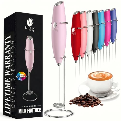Milk Frother Handheld (Pink / Classic)