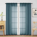 Dusty Blue Sheer Curtains for Window 72 inches Long 2 Panels Set (42"W x 72"L (Pack of 2) / Dusty)