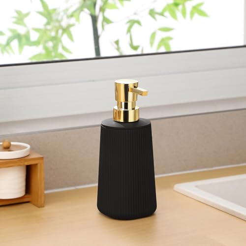 Small Soap Dispenser for Bathroom and Kitchen Matte Black and Gold (Black and Gold)