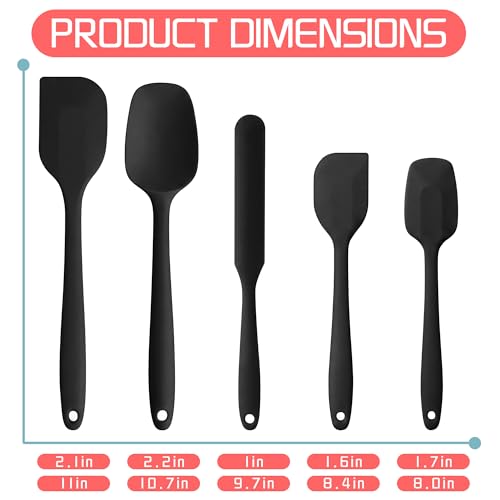 5 Pieces Silicone Spatula Set (Black / 5)