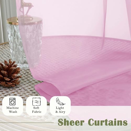 Light Pink Sheer Curtains 120 Inches Long 2 Pcs (Light Pink / 59"W x 120"L (Pack of 2))