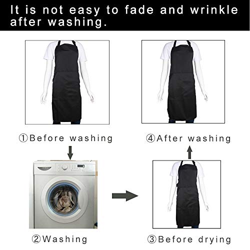 Adjustable Bib Apron with Pocket Extra Long Ties for Women Men (Wine Red)