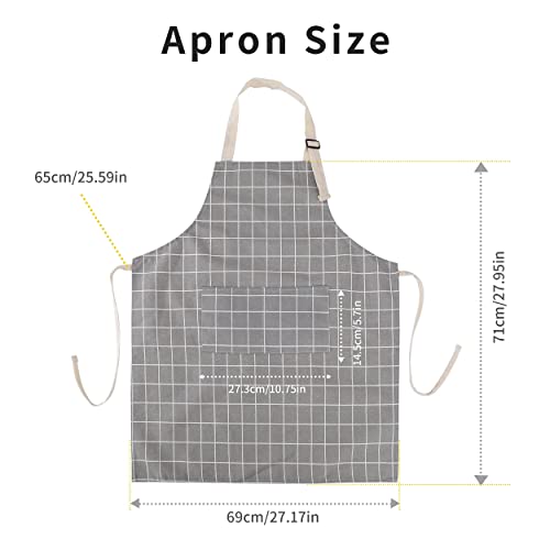 2 Pack Cotton Adjustable Bib Apron for Women (Cotton - Grey/Green)