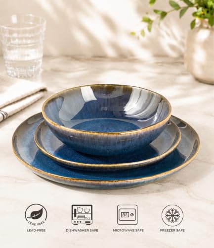 Ceramic Dinnerware Sets for 4 (Ocean Teal / Service for 4(12Pcs))