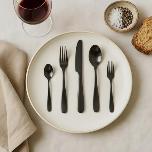 Silverware Set for 6 (Matte Black / 30 - Piece)