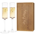 Mr and Mrs Champagne Flutes Set of 2 (Mr & Mrs（Brown） / Set of 2（Wooden box）)