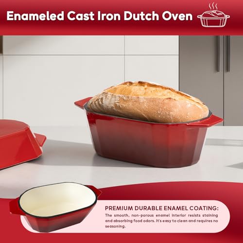 Enameled Cast Iron Sourdough Bread Oven (Red)
