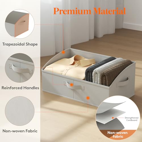 Trapezoid Closet Storage Bin for Shelf (Light Gray / Extra Large)