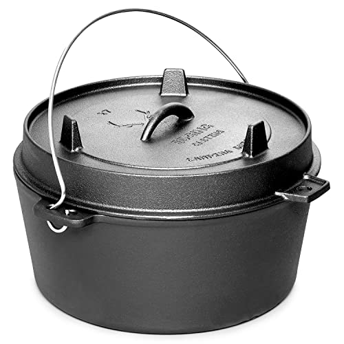 Pre Seasoned Cast Iron Camping Dutch Ovens (6QT)