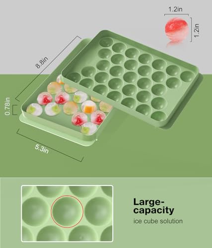 Ice Cube Tray with Lid and Bin (Light Green - 2 Pack)