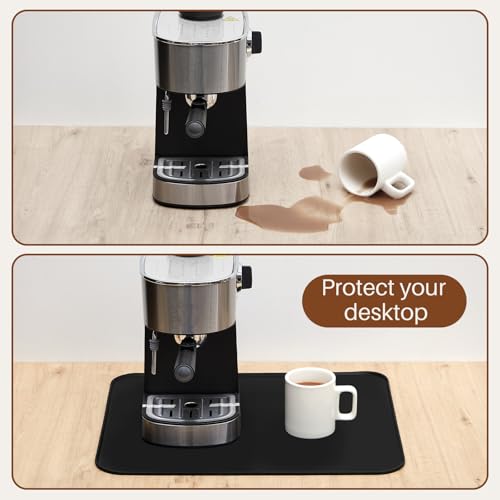 2 Pcs Silicone Coffee Maker Mat with Raised Edges 19. 7'' x 15'' Rubber Countertops Coffee Pad for Automatic Espresso Machines Accessory Appliance