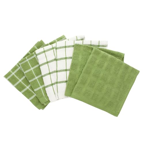 Terry Check Dish Cloth Set (Cactus Green / 6-Pack - Dish Cloths)