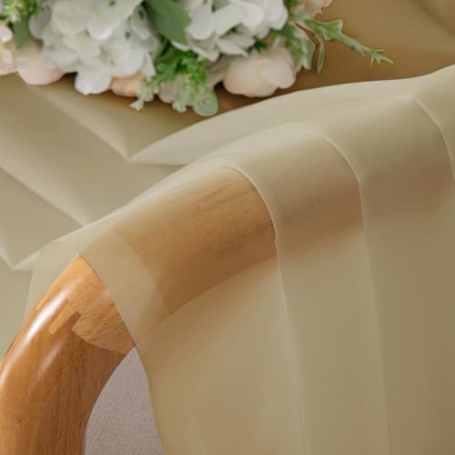 Sheer Curtains 54 Inch Length 2 Panels Set (Gold / 42"W x 54"L (Pack of 2))
