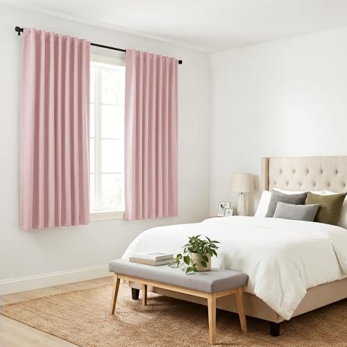 Blush Pink Blackout Curtains for Girls Bedroom Living Room 63 Inches Long 2 Panels (Blush Pink / 42"W x 63"L (Pack of 2))