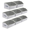 Trapezoid Bins for Organization (Light Gray / Large -8 Pack)