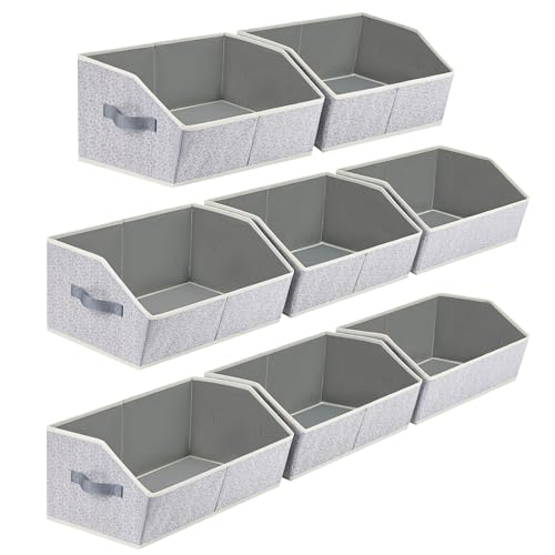 Trapezoid Bins for Organization (Light Gray / Large -8 Pack)