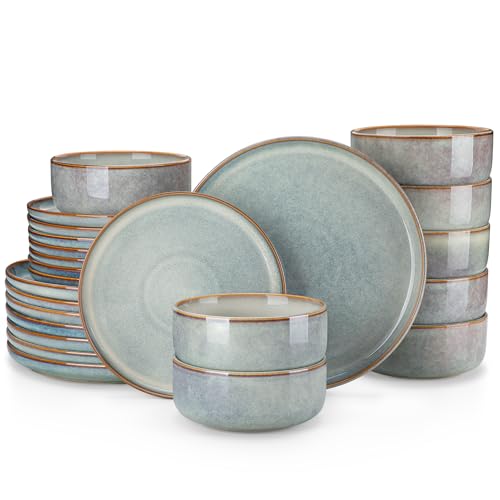 PLAYA Plates and Bowls Sets (Light Blue / 24 Pcs (Service for 8))