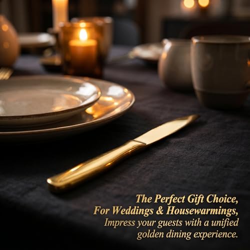 Knife Sets Golden Titanium Stainless Steel Kitchen Knife Block Sets with Built (GoldenBlack / 15 pieces)