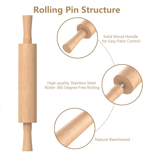 Rolling Pin with Handles (Beige)