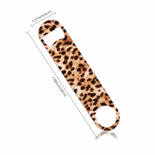 Leopard Pattern Stainless Steel Bottle Opener Cheetah Animal Print Beautiful Watercolor Spotted Skin Pattern Flat Beer Bottle Opener Keychain for Home Kitchen Bar Restaurant Party Gift (Leopard Pattern)