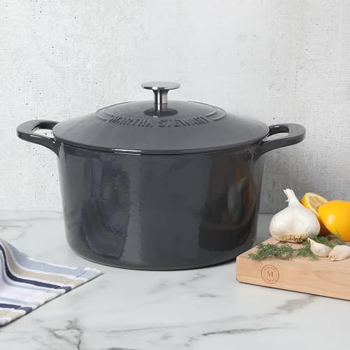 Gatwick 7 QT Enamel Cast Iron Dutch Oven (Gray / 7-Quart)