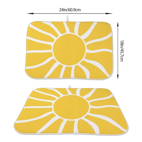 Summer Dish Drying Mat 18 x 24 inch (24" x 24" / Yellow Sunshine)