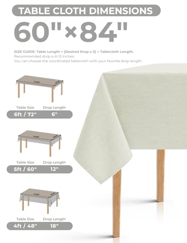 Faux Linen Waterproof Tablecloth (Light Grey / 84" x 60" (Rectangular))