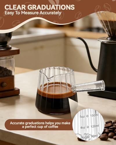 2 PCS Espresso Measuring Cup 6 Oz (Pure Transparent Color)