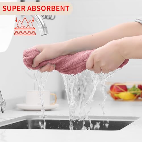 100% Cotton Waffle Weave Kitchen Dish Cloths 18 (Dried Rose / 12 X 12 - 18 Pack)