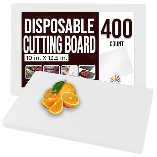 Disposable Cutting Boards for Kitchen 400 Count White Cutting Board 10 Inch X 13.5 Inch Flexible Cutting Boards For Kitchen ~ Patent Pending ~ Recyclable Disposable Cutting Board Sheets (White / Medium 400 Count)