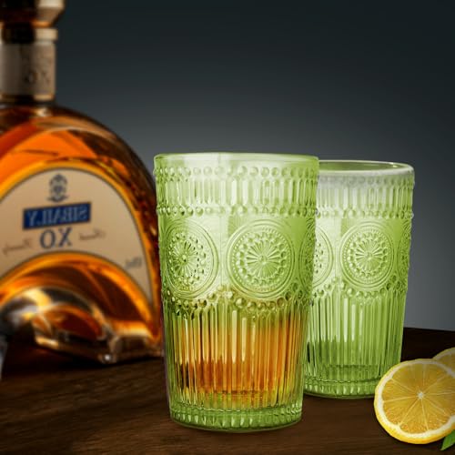 6pcs Vintage Drinking Glasses Set (Green)