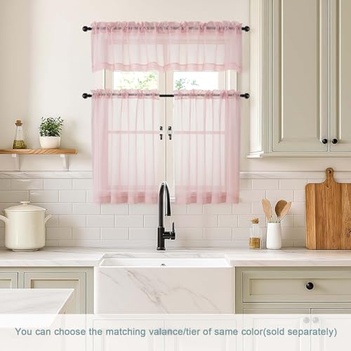 Blush Pink Valances for Windows 14 inch Length 2 Panels (42"W x 14"L (Pack of 2) / Blush Pink)