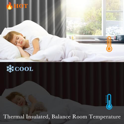 100% Blackout Curtains for Bedroom (100% Blackout-light Grey / 52"W x 96"L (Pack of 2))