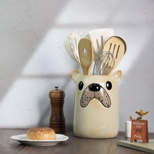 Ceramic Cartoon Animal Pattern Kitchen Utensil Holder (Bulldog)
