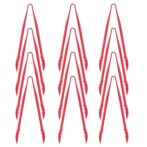 Carly Tongs Plastic Serving Tongs (9" Utility Tong / 12 Pack / Red)