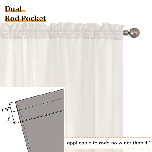 2 Pack Basic Ivory Sheer Curtain Drapes for Living Room 84 Inch Length 2 Panels (59"W x 84"L (Pack of 2) / Ivory)