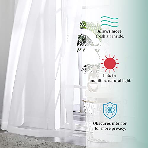 White Sheer Curtains 90 Inches Long 2 Panels (White / 42"W x 90"L (Pack of 2))