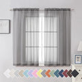 Basic Rod Pocket Sheer Voile Window Curtain Panels White 1 Pair 2 Panels 40 Width 54 Inch Long for Kitchen Bedroom Children Living Room Yard (40"W x 54"L (Pack of 2) / Charcoal Grey)