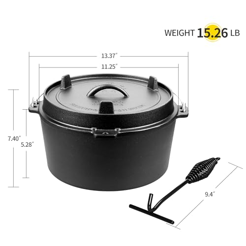 Pre Seasoned Cast Iron Camping Dutch Ovens (8QT)