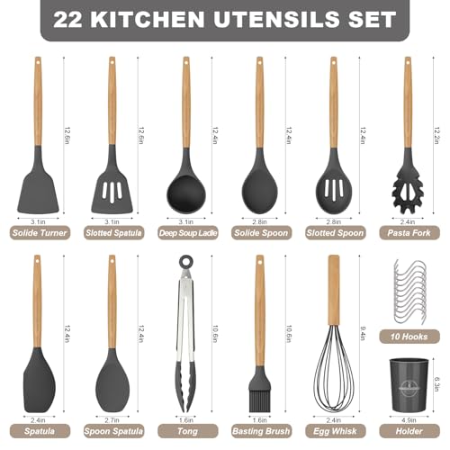 Silicone Kitchen Utensils Set (Gray)