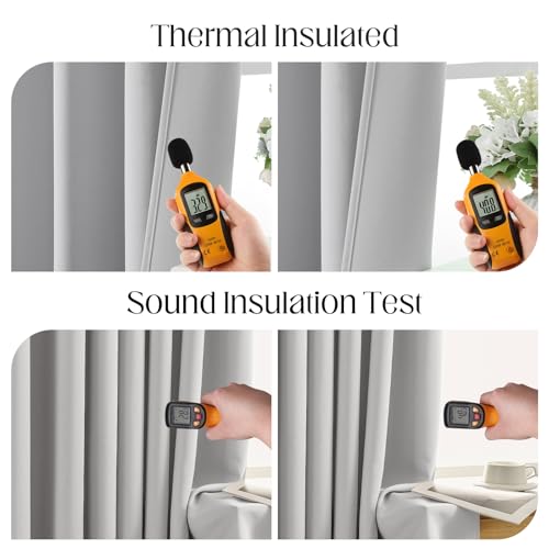Grayish White Blackout Curtains 63 inch Length 2 Panels Set (Greywish White / 52"W x 63"L (Pack of 2))