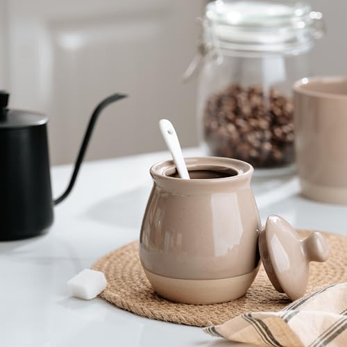 10oz Sugar Bowl with Lid and Spoon (Sugar Bowl / Cinnamon Brown)