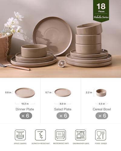 Nebula Plates and Bowls Sets (Cinnamon Brown / Service for 6 (Standard Dinner Set))
