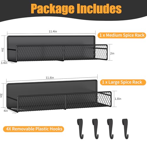 Magnetic Spice Rack for Refrigerator (Black / 2 Pack)