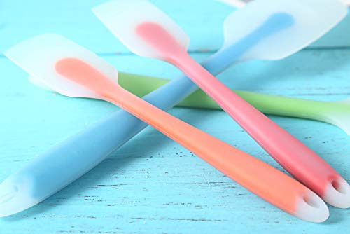 Silicone Spatula Set of 4 (2 Large(Blue, Green) + 2 Small(Orange, Red))