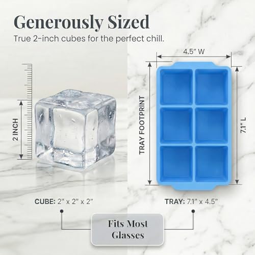 Large Silicone Ice Cube Tray (Blue / 3-Pack)